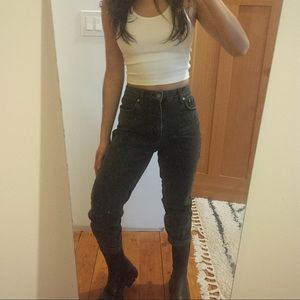 Tailored Free People High Waist Black Denim Jeans